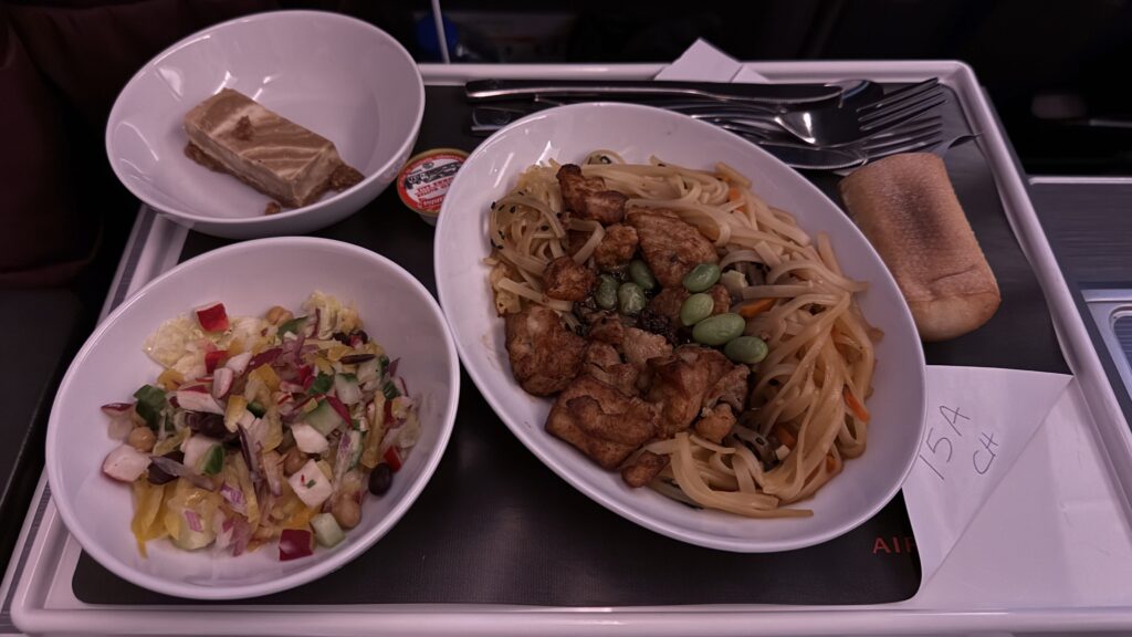 Air Canada Premium Economy meal on AC876