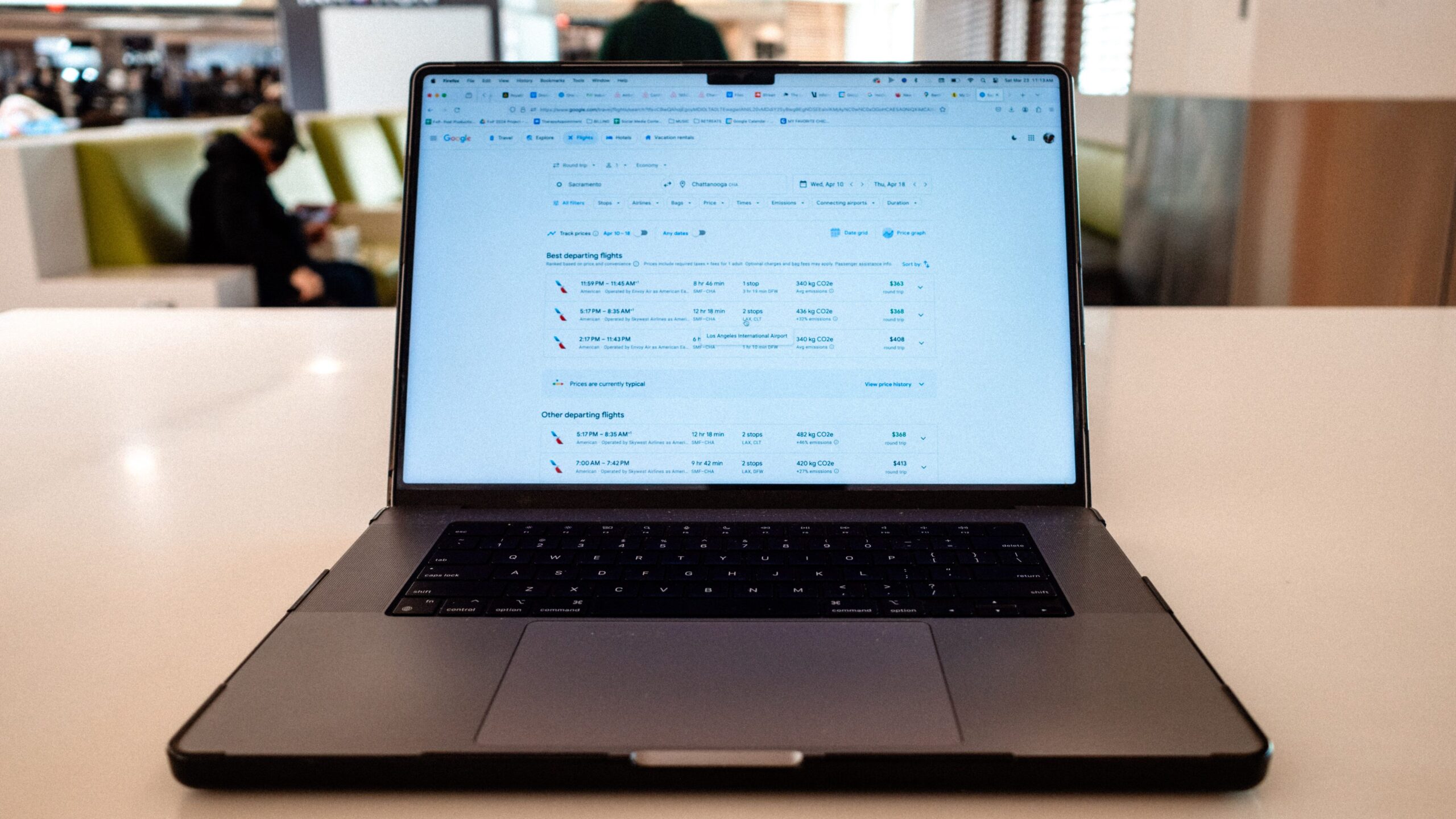Google Flights search used to compare airfare and decide when to book a flight