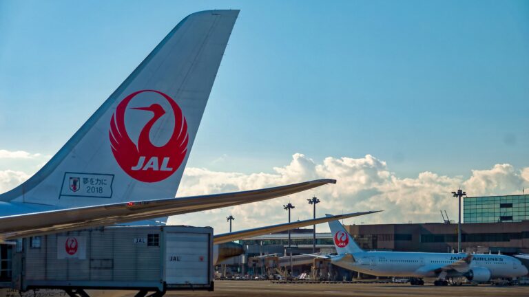 Japan Airlines aircraft parked at the gate, illustrating airline operations, fare buckets, revenue management, and airline pricing strategies.