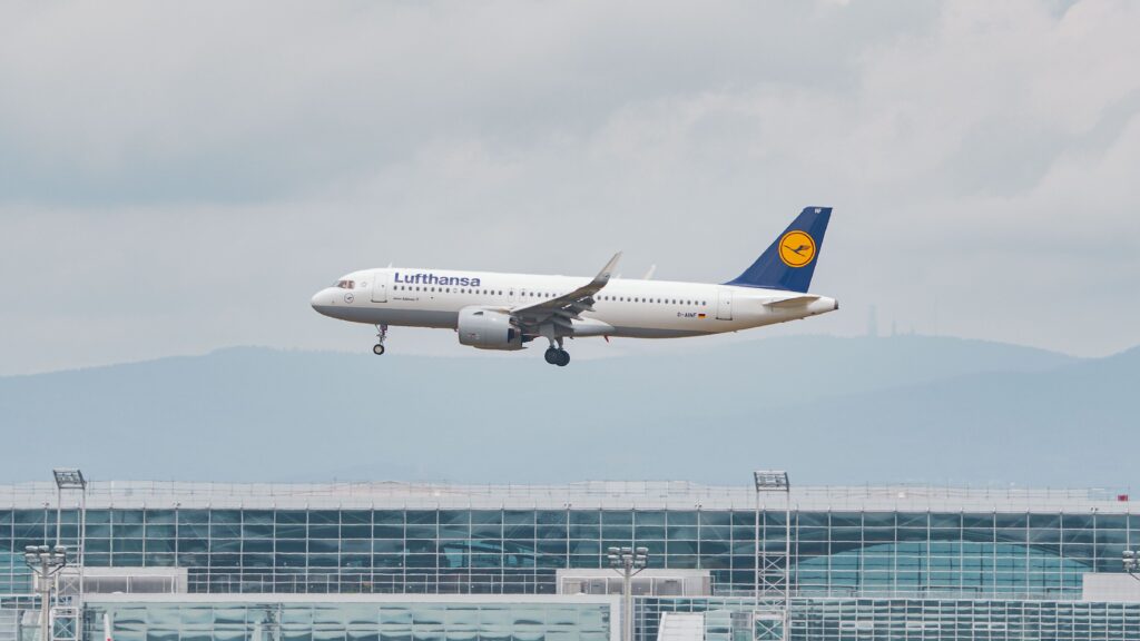 Lufthansa aircraft at Frankfurt Airport for Star Alliance connecting flights