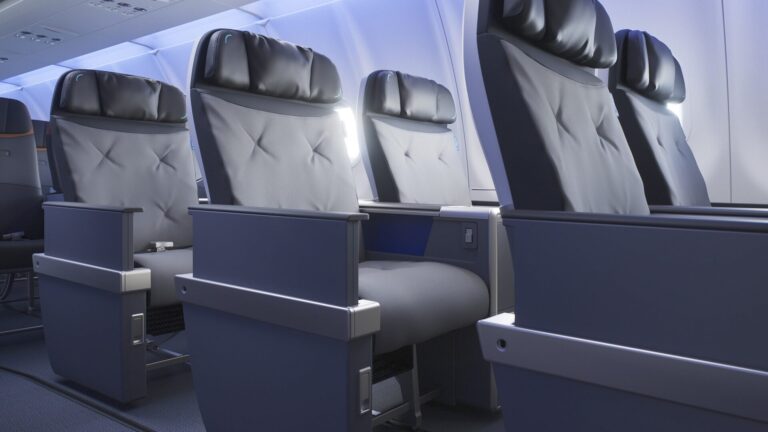 JetBlue BlueFirst first class seats in a 2-2 cabin configuration