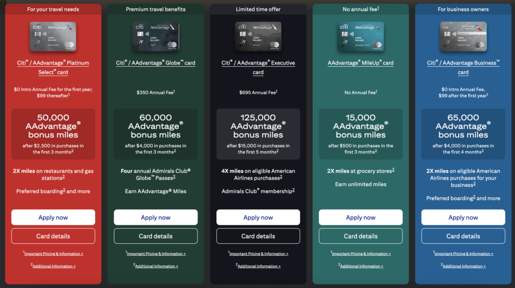 American Airlines AAdvantage credit card options