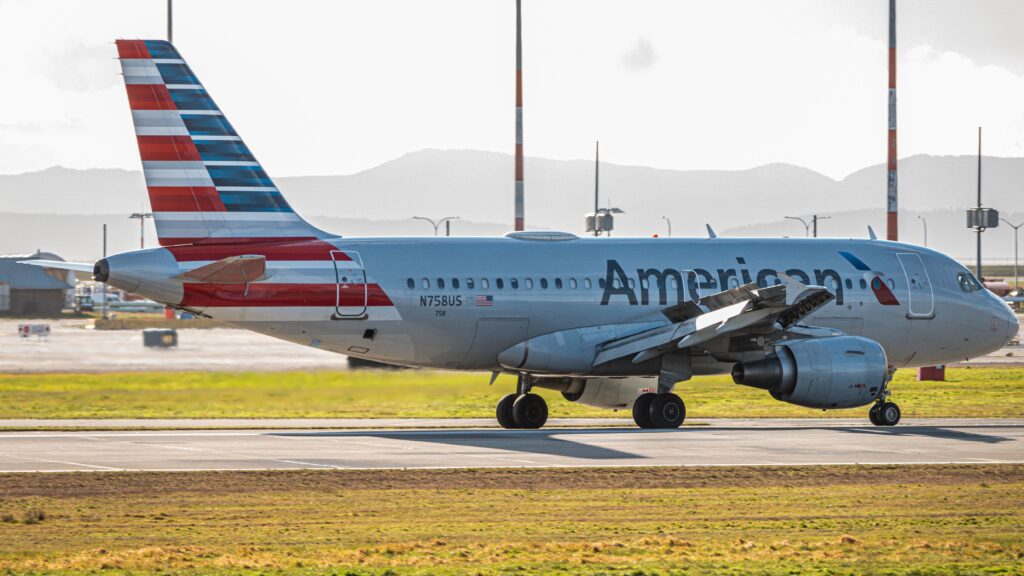 American Airlines aircraft taxiing at an airport