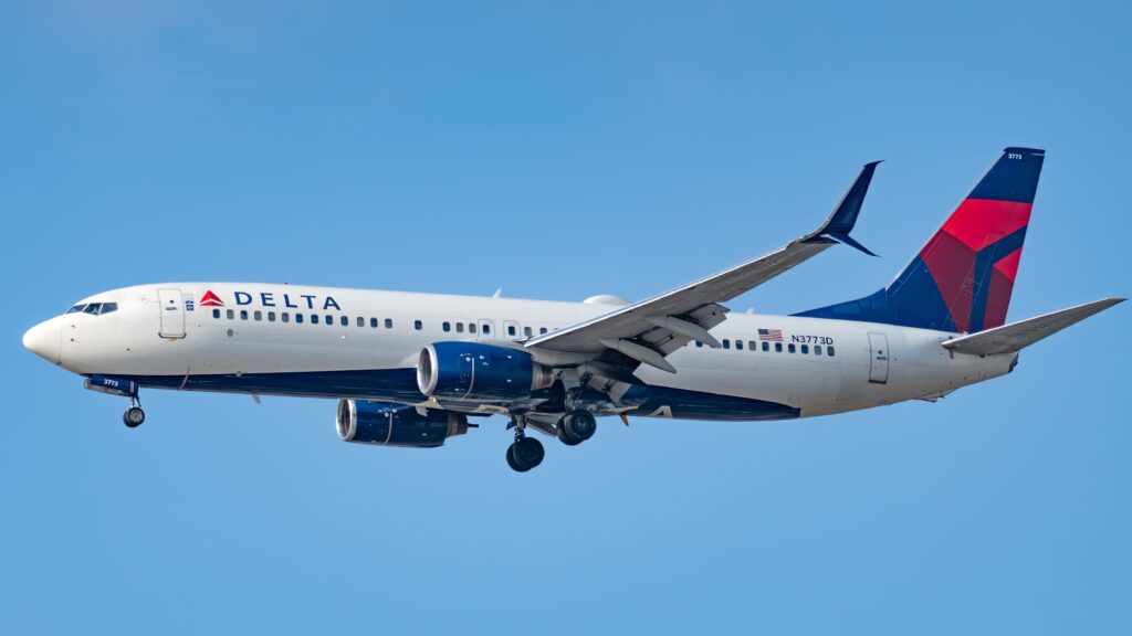 Delta Air Lines aircraft illustrating an airline hub-and-spoke network