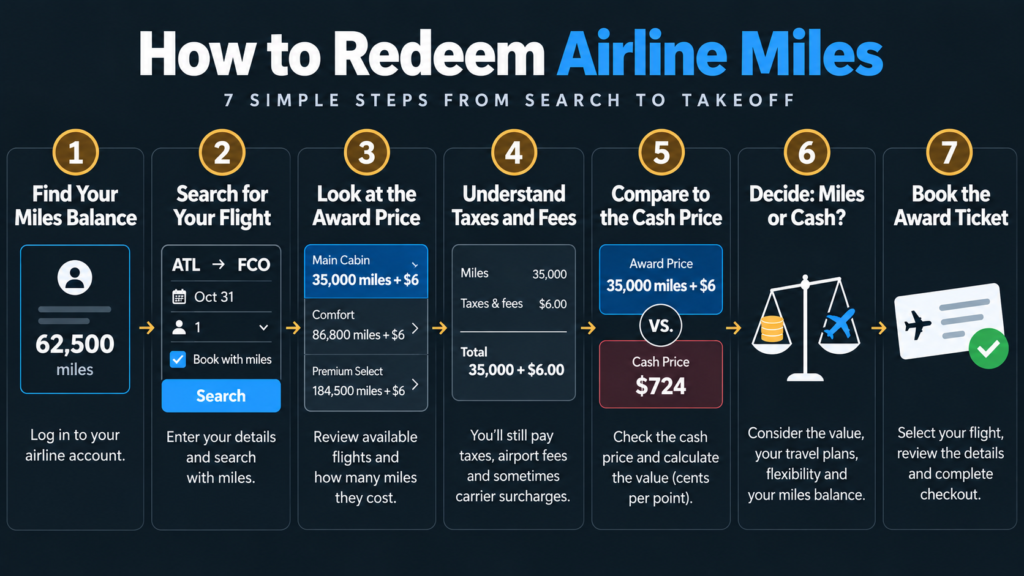 How to redeem airline miles in seven steps, from checking your miles balance to booking an award ticket